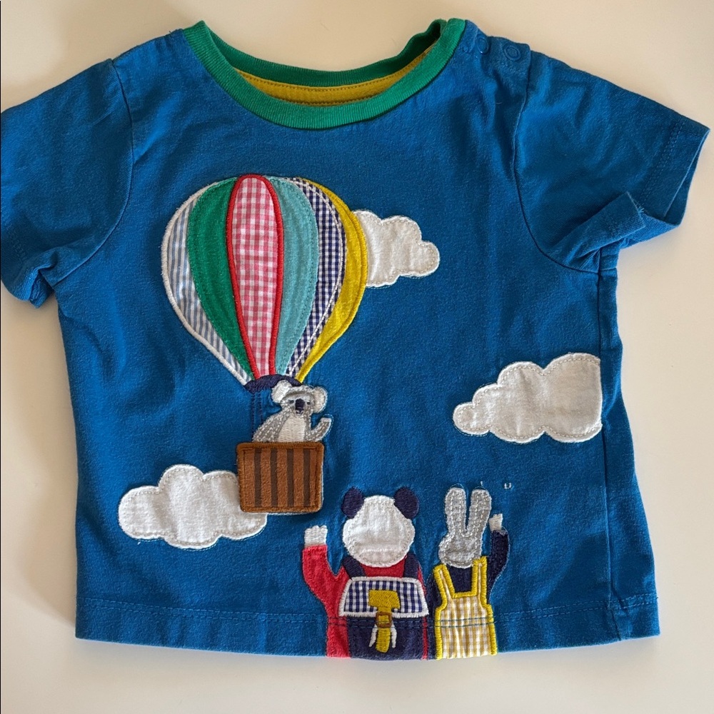 BABY BODEN Blue Kids Tee with Hot Air Balloon Design